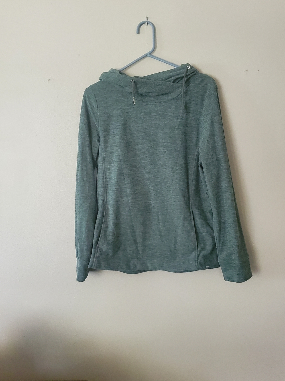 Casual Women's Hooded Pullover - Heather Teal Green